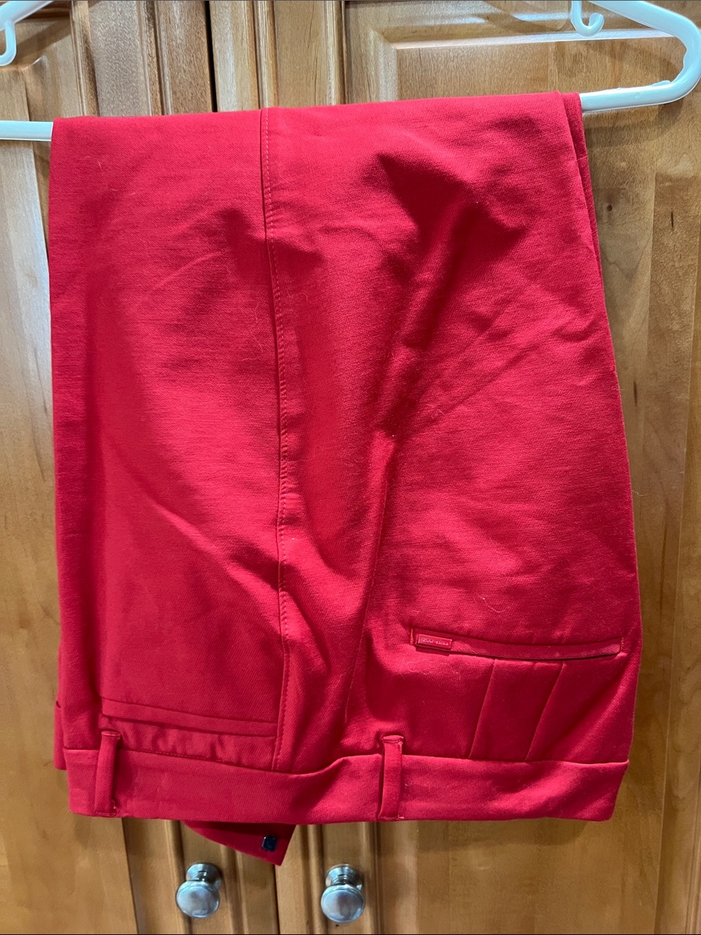 Bright Red slim crop Dress Pants
